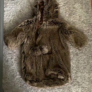 Faux fur hooded winter baby sack/ bunting suit